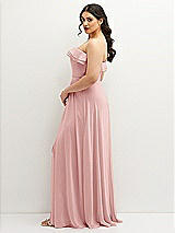 Side View Thumbnail - Rose Tiered Ruffle Neck Strapless Maxi Dress with Front Slit