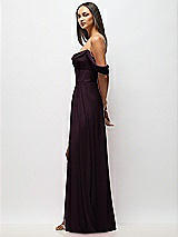Side View Thumbnail - Deep Plum Chiffon Corset Maxi Dress with Removable Off-the-Shoulder Swags