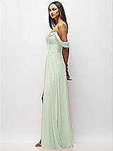 Side View Thumbnail - Mint Green Chiffon Corset Maxi Dress with Removable Off-the-Shoulder Swags