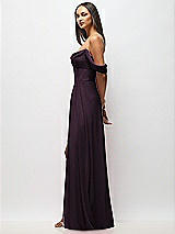 Side View Thumbnail - Aubergine Chiffon Corset Maxi Dress with Removable Off-the-Shoulder Swags