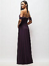 Rear View Thumbnail - Aubergine Chiffon Corset Maxi Dress with Removable Off-the-Shoulder Swags