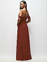 Rear View Thumbnail - Auburn Moon Chiffon Corset Maxi Dress with Removable Off-the-Shoulder Swags