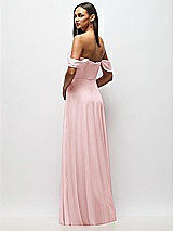 Rear View Thumbnail - Ballet Pink Chiffon Corset Maxi Dress with Removable Off-the-Shoulder Swags