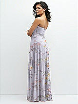 Alt View 3 Thumbnail - Butterfly Botanica Silver Dove Chiffon Corset Maxi Dress with Removable Off-the-Shoulder Swags