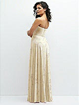 Alt View 3 Thumbnail - Butter Yellow Floral Chiffon Corset Maxi Dress with Removable Off-the-Shoulder Swags