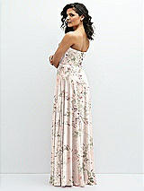 Alt View 3 Thumbnail - Blush Garden Chiffon Corset Maxi Dress with Removable Off-the-Shoulder Swags