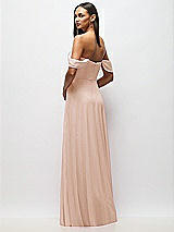 Rear View Thumbnail - Cameo Chiffon Corset Maxi Dress with Removable Off-the-Shoulder Swags