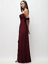 Side View Thumbnail - Cabernet Chiffon Corset Maxi Dress with Removable Off-the-Shoulder Swags