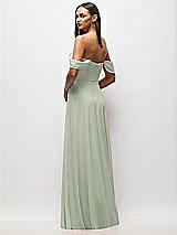 Rear View Thumbnail - Celadon Chiffon Corset Maxi Dress with Removable Off-the-Shoulder Swags