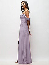 Side View Thumbnail - Lilac Haze Chiffon Corset Maxi Dress with Removable Off-the-Shoulder Swags