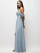 Side View Thumbnail - Mist Chiffon Corset Maxi Dress with Removable Off-the-Shoulder Swags