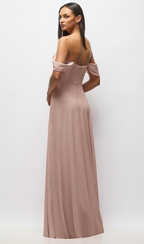 Back View - Neu Nude Chiffon Corset Maxi Dress with Removable Off-the-Shoulder Swags