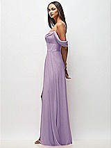 Side View Thumbnail - Pale Purple Chiffon Corset Maxi Dress with Removable Off-the-Shoulder Swags