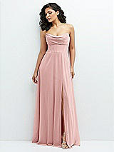Alt View 1 Thumbnail - Rose Chiffon Corset Maxi Dress with Removable Off-the-Shoulder Swags