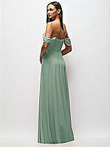 Rear View Thumbnail - Seagrass Chiffon Corset Maxi Dress with Removable Off-the-Shoulder Swags