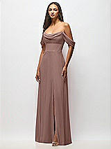 Front View Thumbnail - Sienna Chiffon Corset Maxi Dress with Removable Off-the-Shoulder Swags
