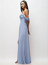 Side View Thumbnail - Sky Blue Chiffon Corset Maxi Dress with Removable Off-the-Shoulder Swags