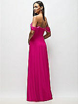 Rear View Thumbnail - Think Pink Chiffon Corset Maxi Dress with Removable Off-the-Shoulder Swags