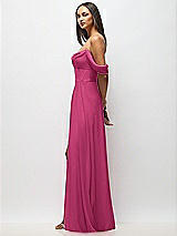 Side View Thumbnail - Tea Rose Chiffon Corset Maxi Dress with Removable Off-the-Shoulder Swags