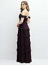 Alt View 3 Thumbnail - Deep Plum Tiered Chiffon Maxi A-line Dress with Convertible Ruffle Straps