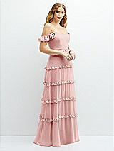 Alt View 2 Thumbnail - Rose Tiered Chiffon Maxi A-line Dress with Convertible Ruffle Straps