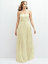 Front View Thumbnail - Butter Yellow Modern Regency Chiffon Tiered Maxi Dress with Tie-Back