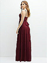 Rear View Thumbnail - Cabernet Modern Regency Chiffon Tiered Maxi Dress with Tie-Back