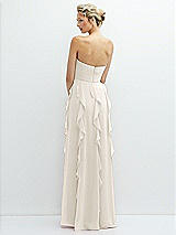 Rear View Thumbnail - Ivory Strapless Vertical Ruffle Chiffon Maxi Dress with Flower Detail