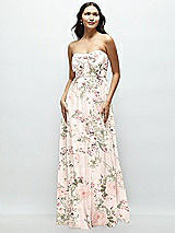 Front View Thumbnail - Blush Garden Strapless Chiffon Maxi Dress with Oversized Bow Bodice