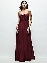 Front View Thumbnail - Cabernet Strapless Chiffon Maxi Dress with Oversized Bow Bodice