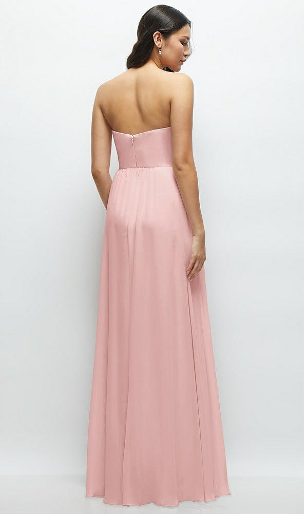 Back View - Rose Strapless Chiffon Maxi Dress with Oversized Bow Bodice