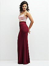 Side View Thumbnail - Burgundy Crepe Mix-and-Match High Waist Fit and Flare Skirt