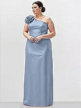 Alt View 1 Thumbnail - Cloudy Oversized Flower One-Shoulder Satin Column Dress