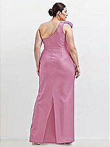 Alt View 2 Thumbnail - Powder Pink Oversized Flower One-Shoulder Satin Column Dress