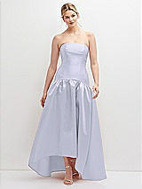 Front View Thumbnail - Silver Dove Strapless Fitted Satin High Low Dress with Shirred Ballgown Skirt