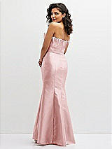 Rear View Thumbnail - Ballet Pink Strapless Satin Fit and Flare Dress with Crumb-Catcher Bodice