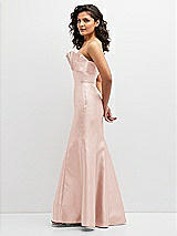 Side View Thumbnail - Blush Strapless Satin Fit and Flare Dress with Crumb-Catcher Bodice