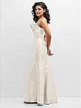 Side View Thumbnail - Ivory Strapless Satin Fit and Flare Dress with Crumb-Catcher Bodice