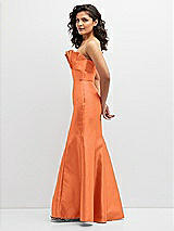 Side View Thumbnail - Portofino Orange Strapless Satin Fit and Flare Dress with Crumb-Catcher Bodice