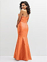 Rear View Thumbnail - Portofino Orange Strapless Satin Fit and Flare Dress with Crumb-Catcher Bodice