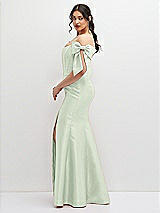 Side View Thumbnail - Mint Green Off-the-Shoulder Bow Satin Corset Dress with Fit and Flare Skirt
