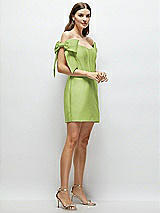 Side View Thumbnail - Mojito Satin Off-the-Shoulder Bow Corset Fit and Flare Mini Dress