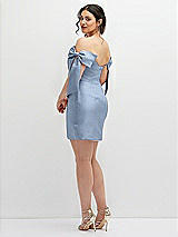 Alt View 4 Thumbnail - Cloudy Satin Off-the-Shoulder Bow Corset Fit and Flare Mini Dress