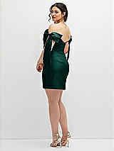 Alt View 4 Thumbnail - Evergreen Satin Off-the-Shoulder Bow Corset Fit and Flare Mini Dress