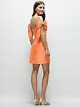 Rear View Thumbnail - Portofino Orange Satin Off-the-Shoulder Bow Corset Fit and Flare Mini Dress