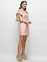 Side View Thumbnail - Rose Satin Off-the-Shoulder Bow Corset Fit and Flare Mini Dress