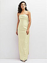Front View Thumbnail - Butter Yellow Strapless Draped Bodice Column Dress with Oversized Bow
