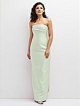 Front View Thumbnail - Mint Green Strapless Draped Bodice Column Dress with Oversized Bow