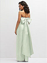 Rear View Thumbnail - Mint Green Strapless Draped Bodice Column Dress with Oversized Bow