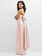 Side View Thumbnail - Blush Strapless Draped Bodice Column Dress with Oversized Bow